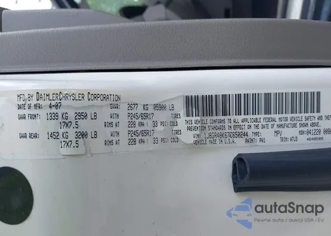 2007 Jeep Grand Cherokee Laredo from USA, damaged, VIN 1J8GR48K67C650244